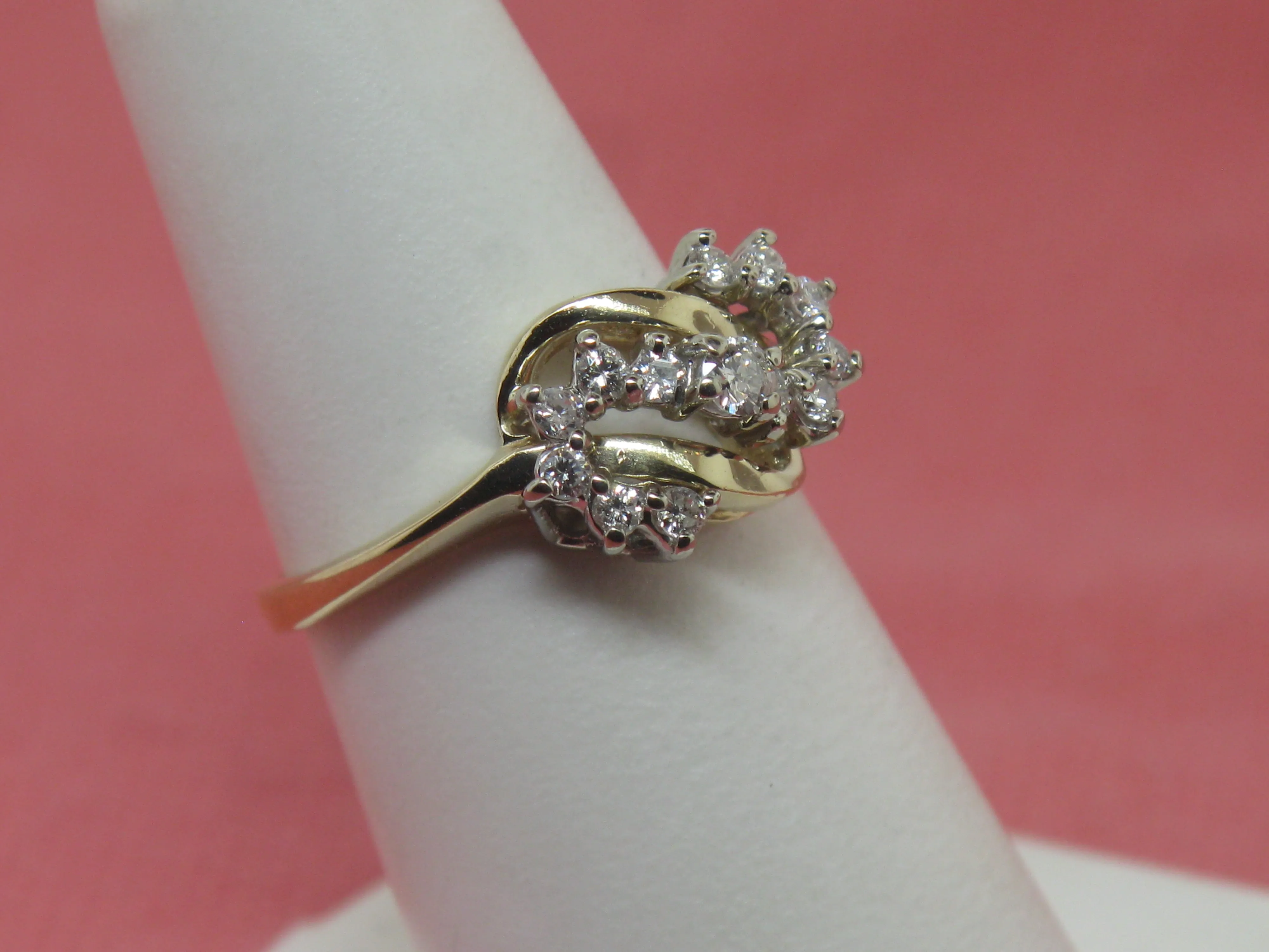 14K Yellow Gold Diamond S-Swirl Ring .32 CTTW