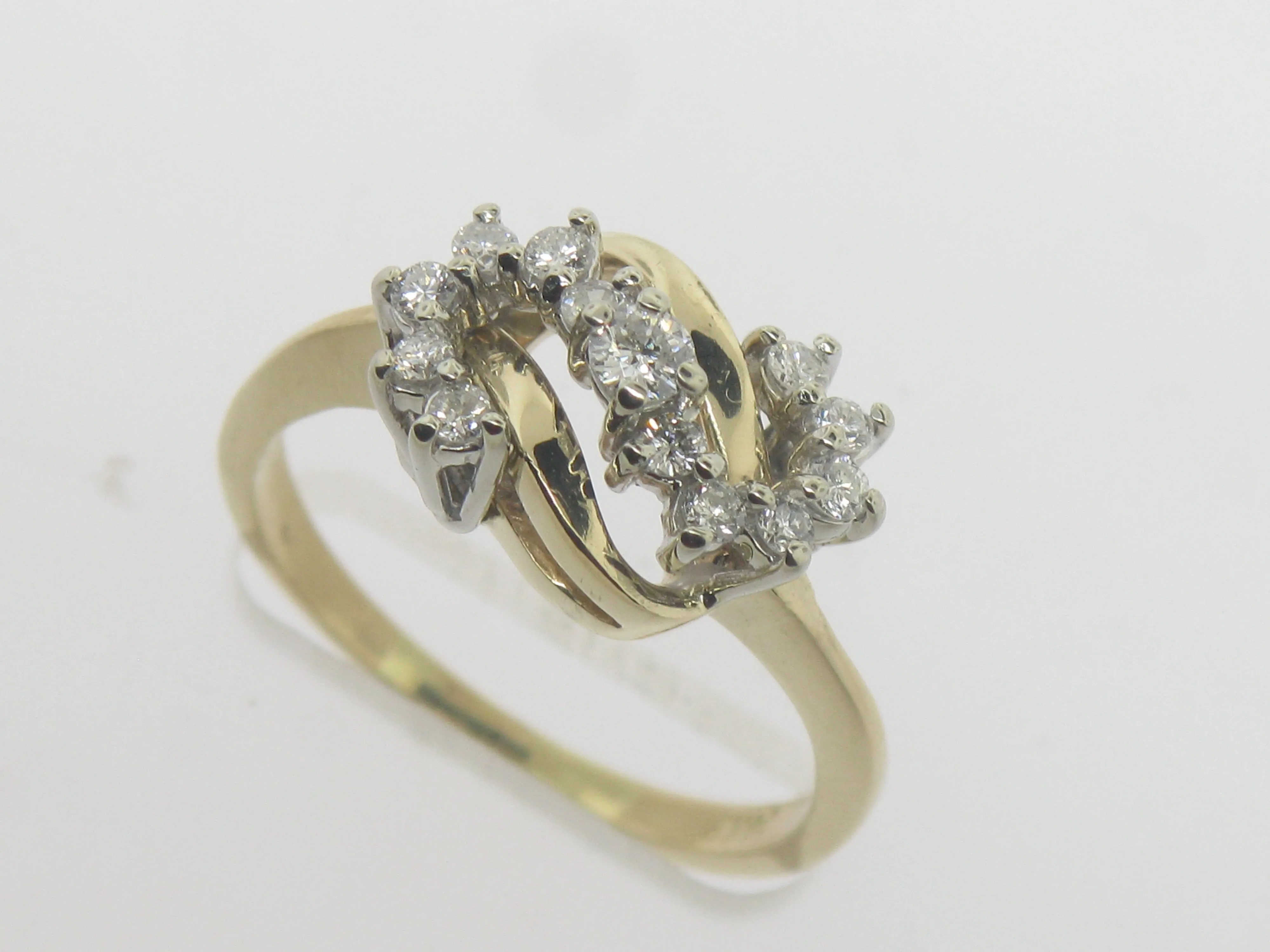 14K Yellow Gold Diamond S-Swirl Ring .32 CTTW