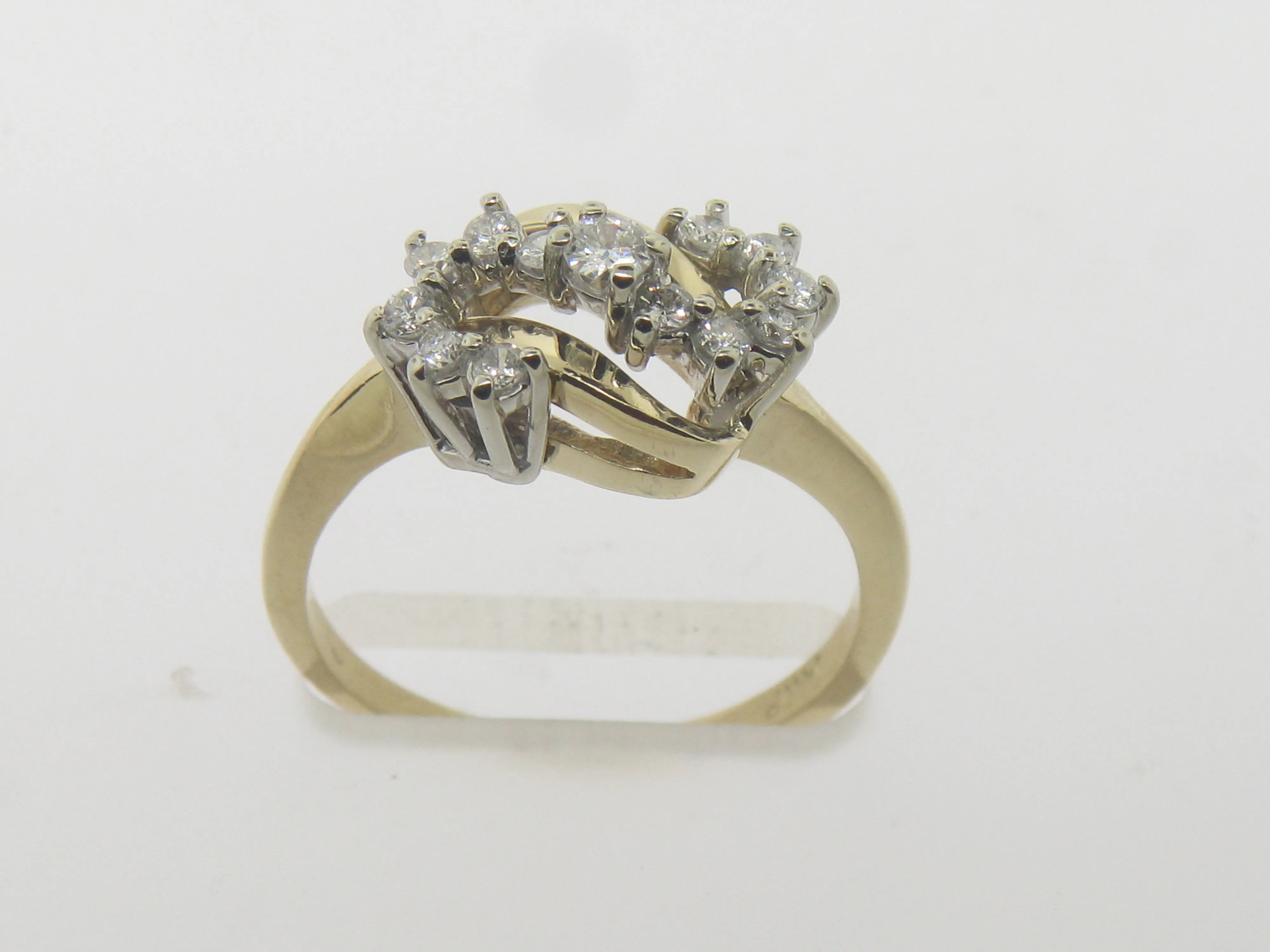 14K Yellow Gold Diamond S-Swirl Ring .32 CTTW