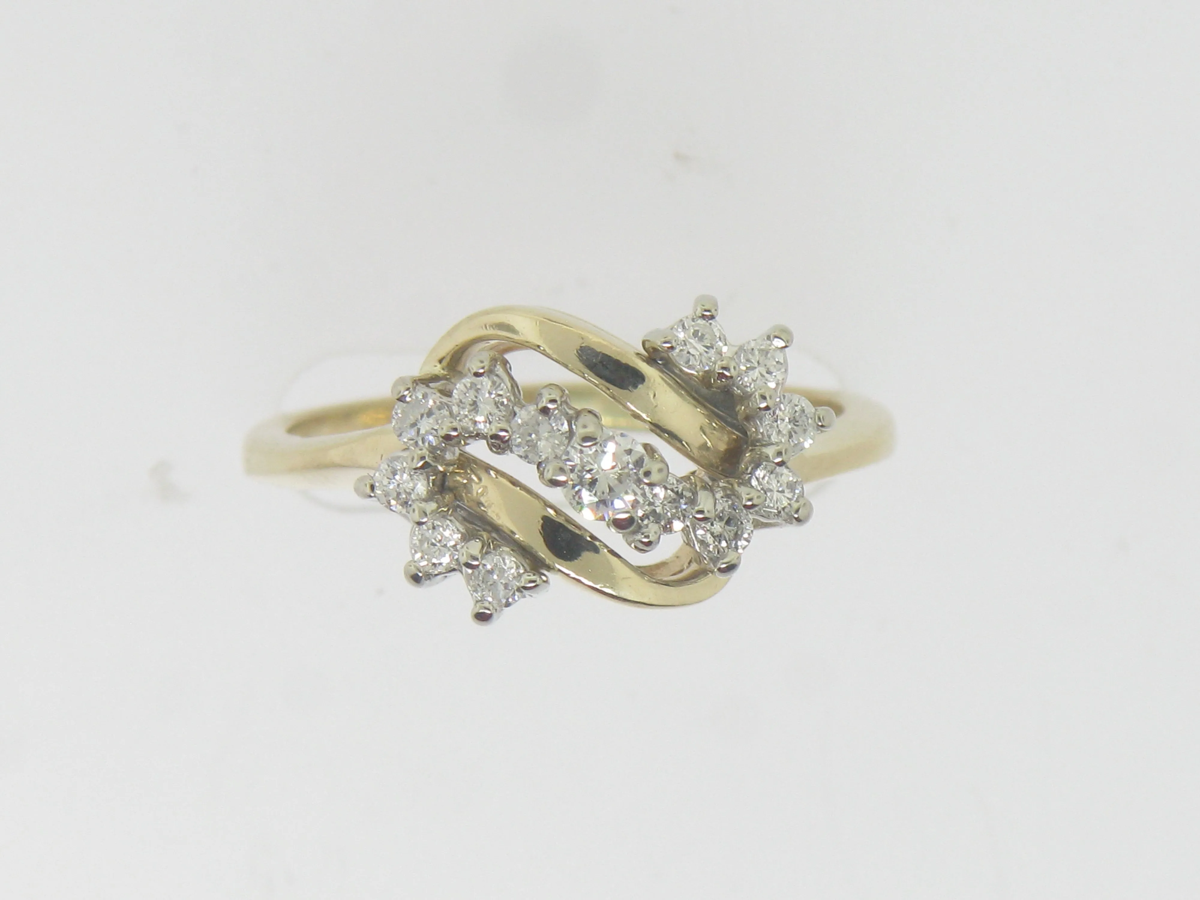 14K Yellow Gold Diamond S-Swirl Ring .32 CTTW