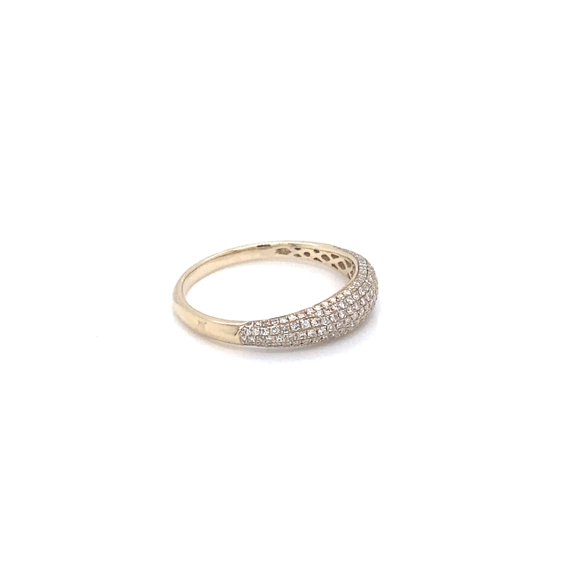 14K Yellow Gold Domed Diamond Ring