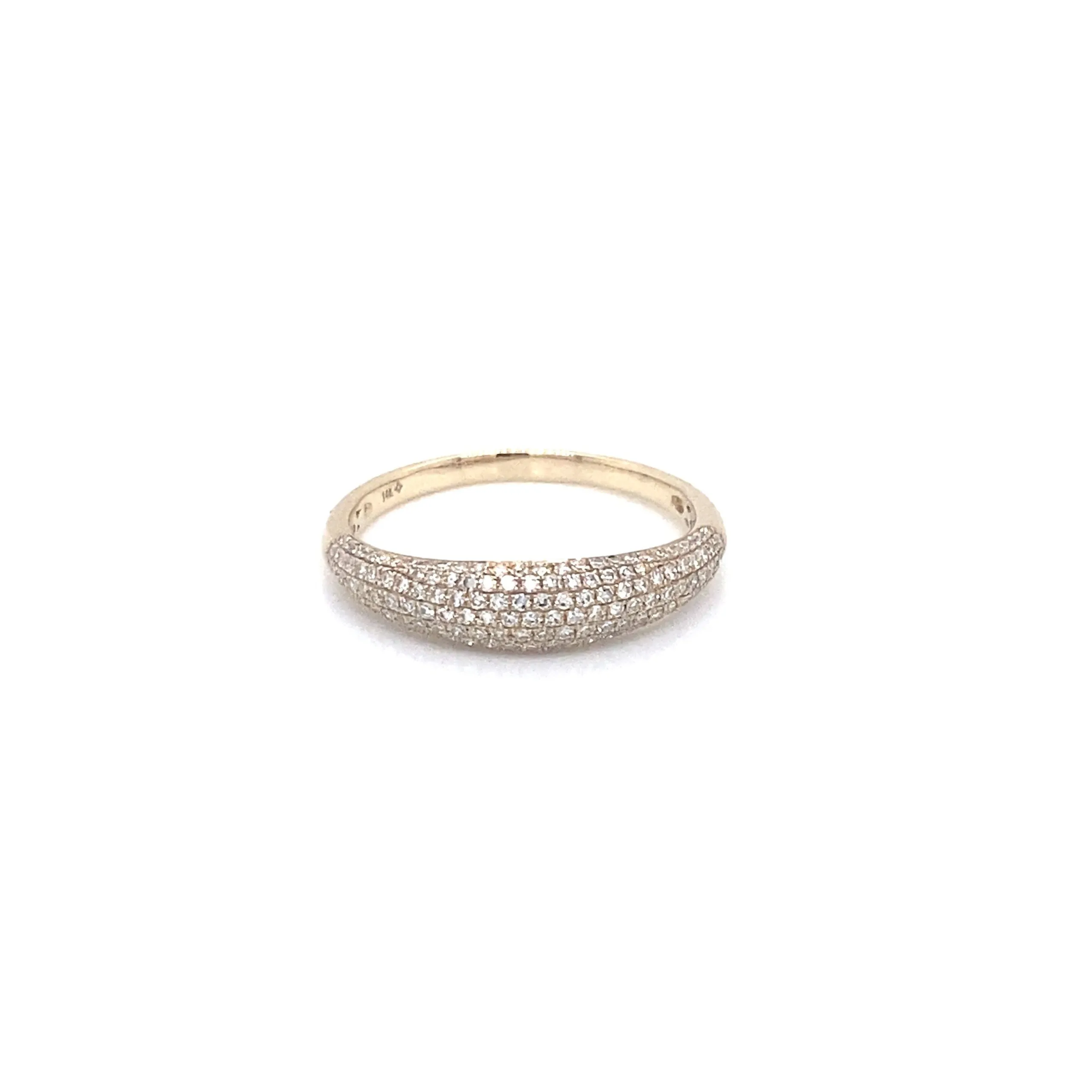 14K Yellow Gold Domed Diamond Ring