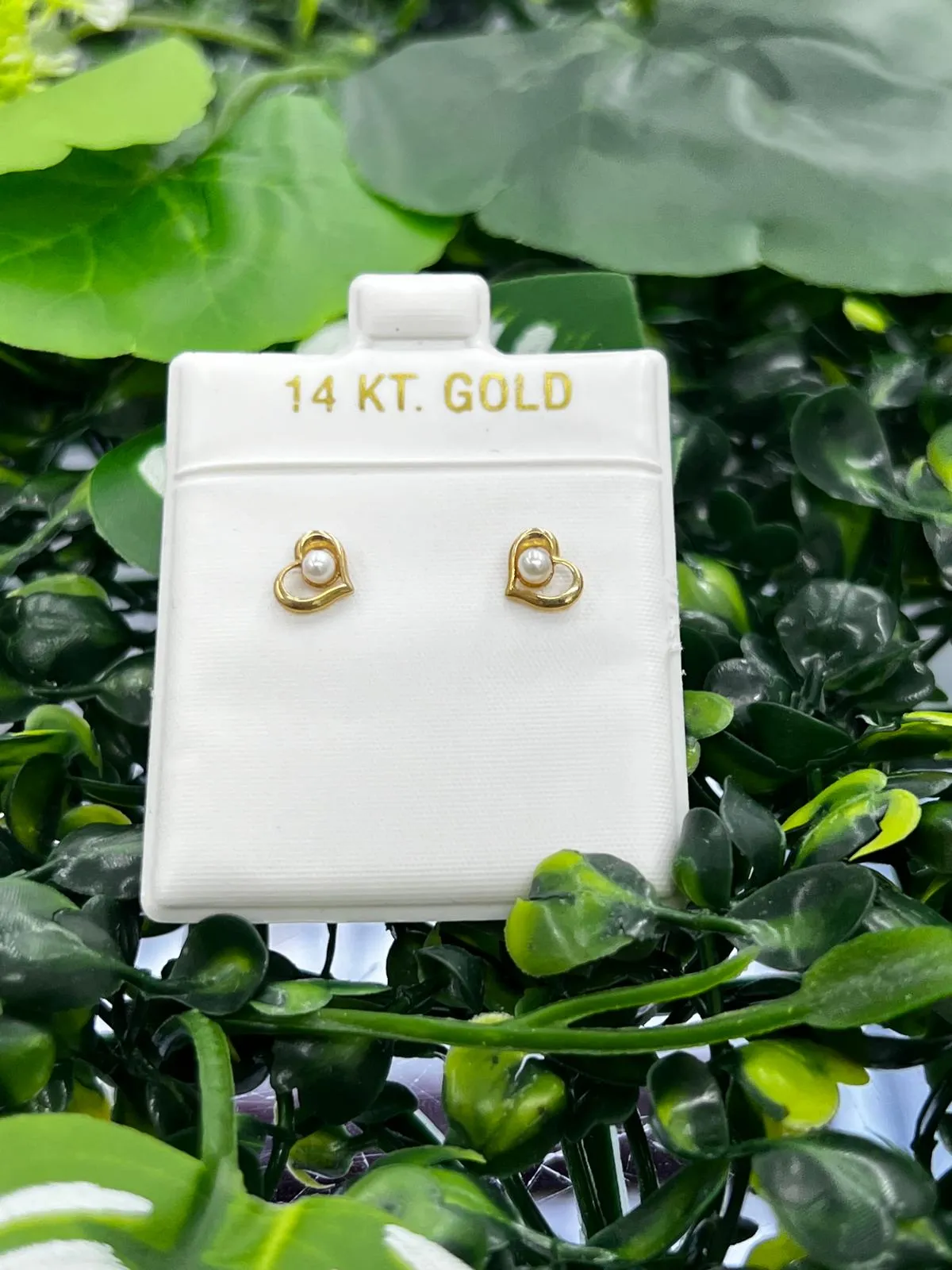 14K Yellow Gold Filled Heart With Pearls Earrings Gifts Jewelry Womens Kids Ladies