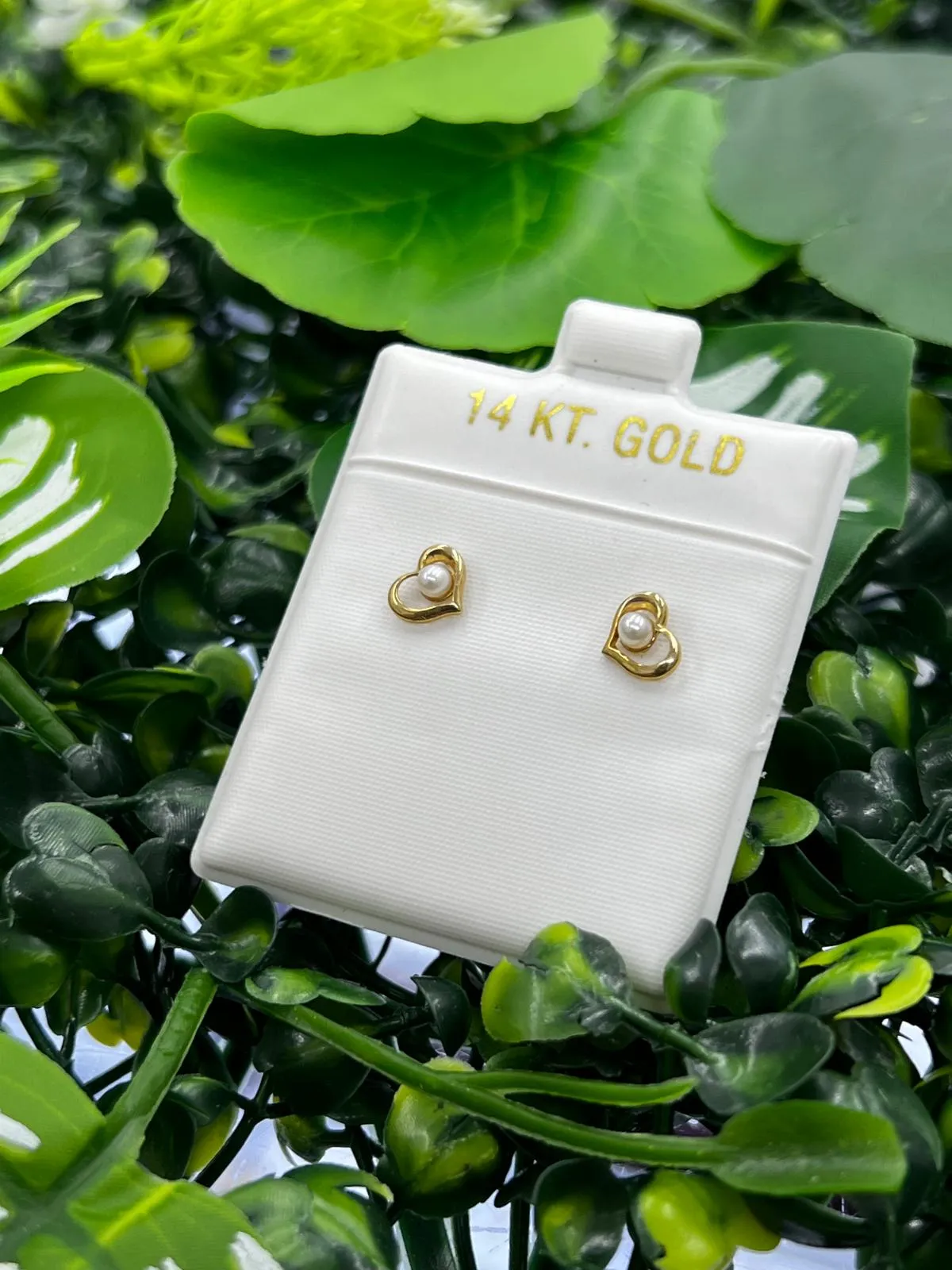 14K Yellow Gold Filled Heart With Pearls Earrings Gifts Jewelry Womens Kids Ladies