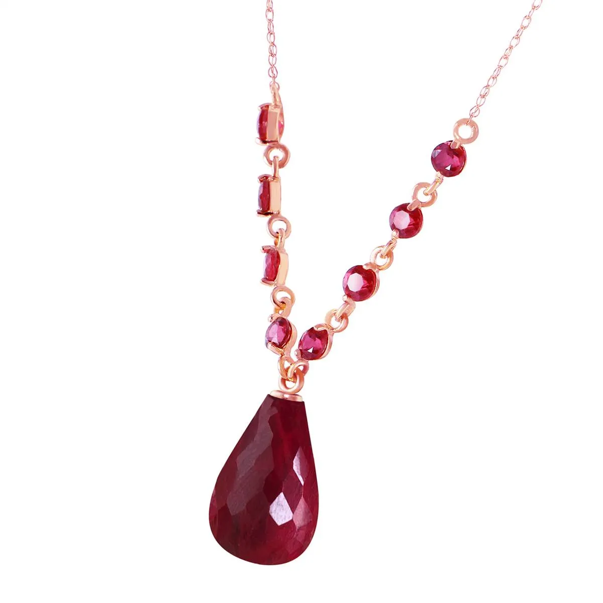 15.8 Carat 14K Solid Rose Gold Everlasting Ruby Necklace