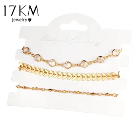 17KM New Design Bijoux Crystal Beads Wedding Bracelets Set Pulseras Mujer Love Femme Bracelet Chain Jewelry For Women Party Gift