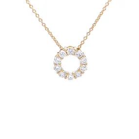 18ct Yellow Gold Diamond Circle Necklace 18"