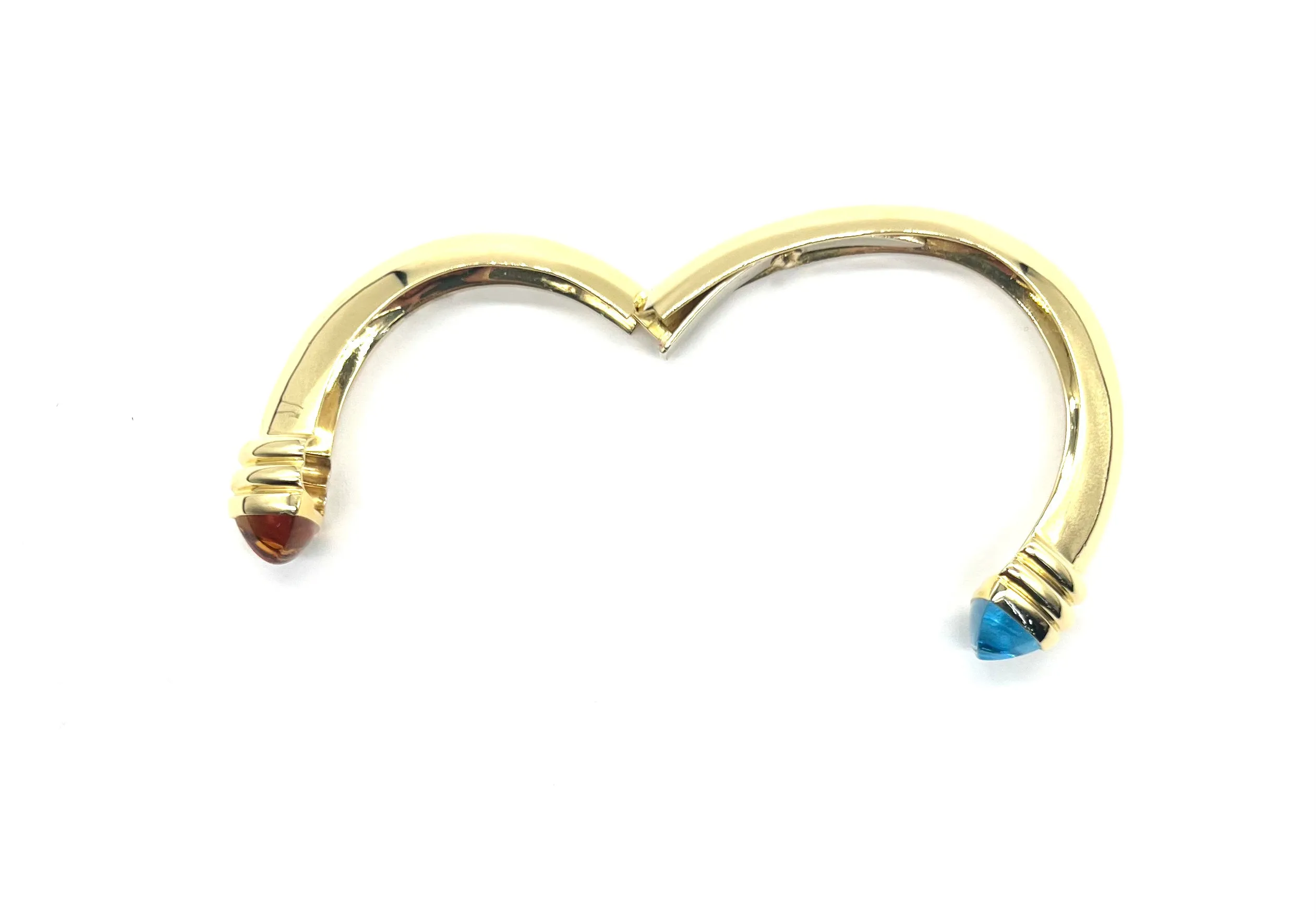 18k Bangle with Blue Topaz and Citrine