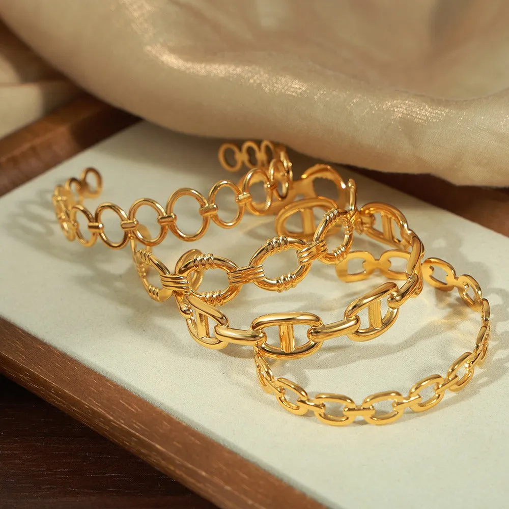 18K gold light luxury fashionable O-shaped design versatile bracelet