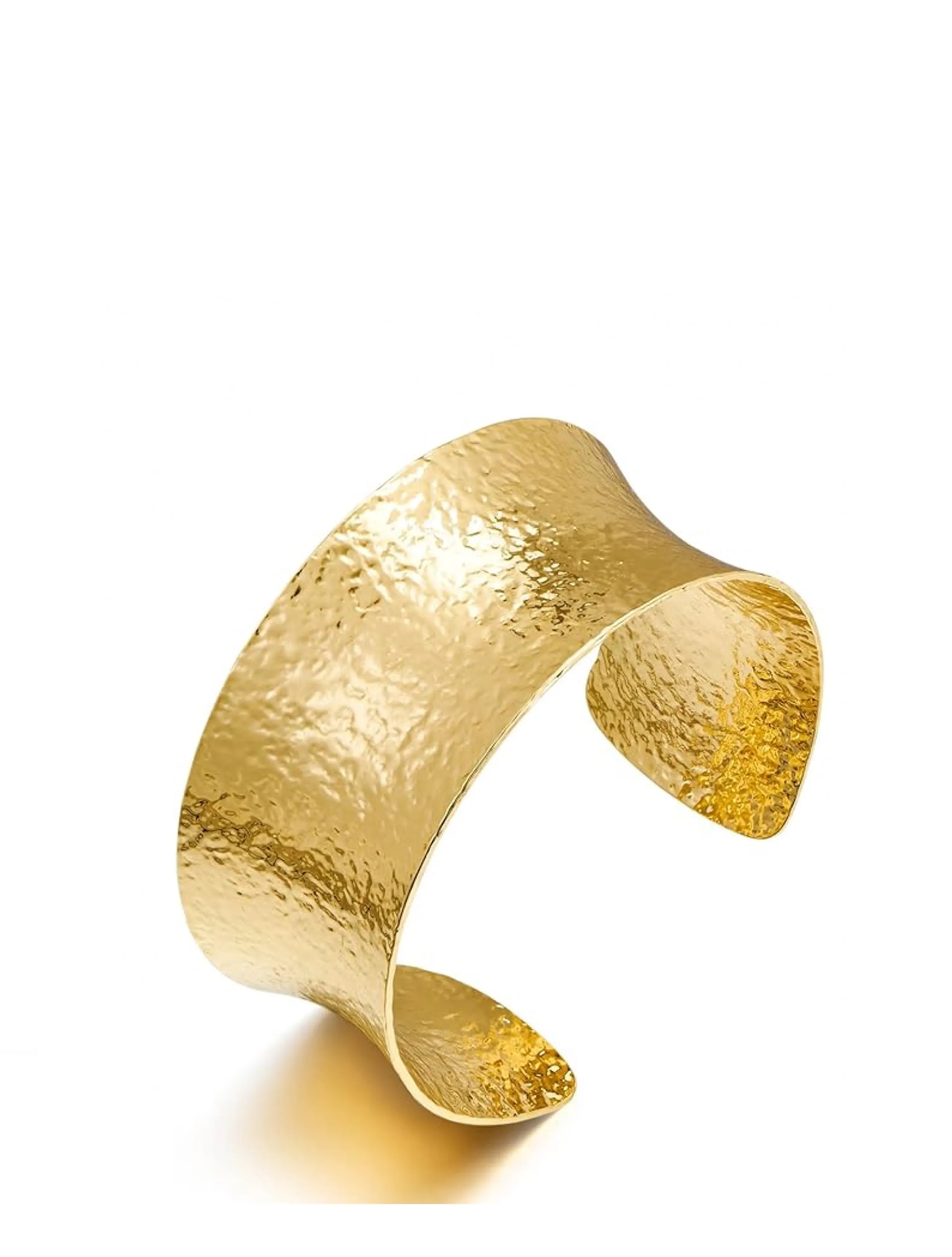 18K Gold Polished Textured Cuff Bangle