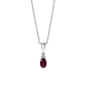 18KT White Gold Ruby and Diamond Pendant