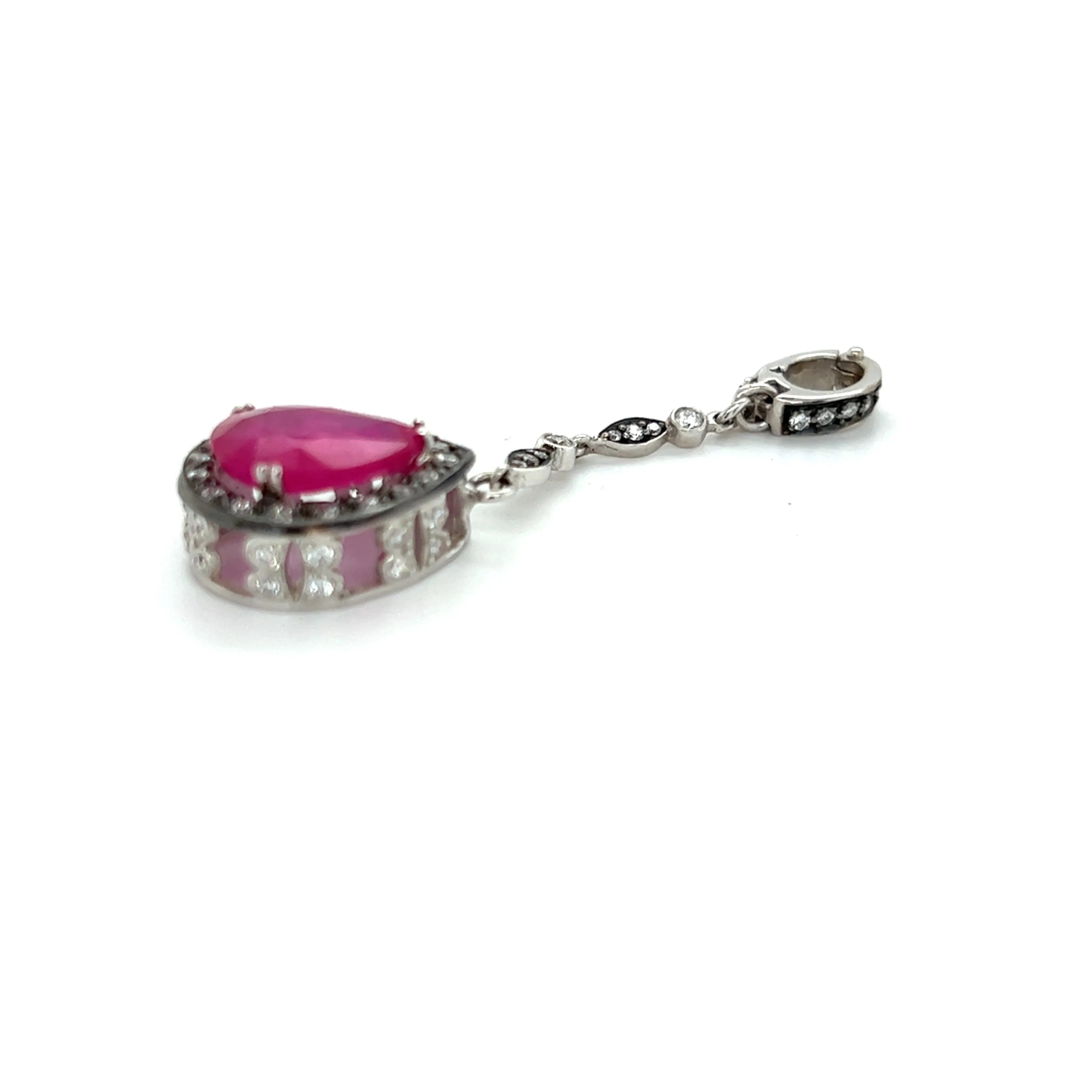 18kt White Gold Ruby   Diamond Charm