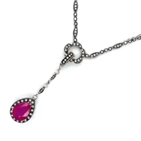 18kt White Gold Ruby   Diamond Charm