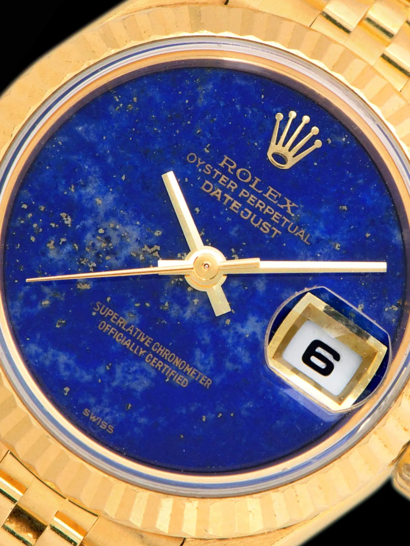 1990 Rolex Ladies Datejust 18K YG (Ref. 69178) Lapis Stone Dial