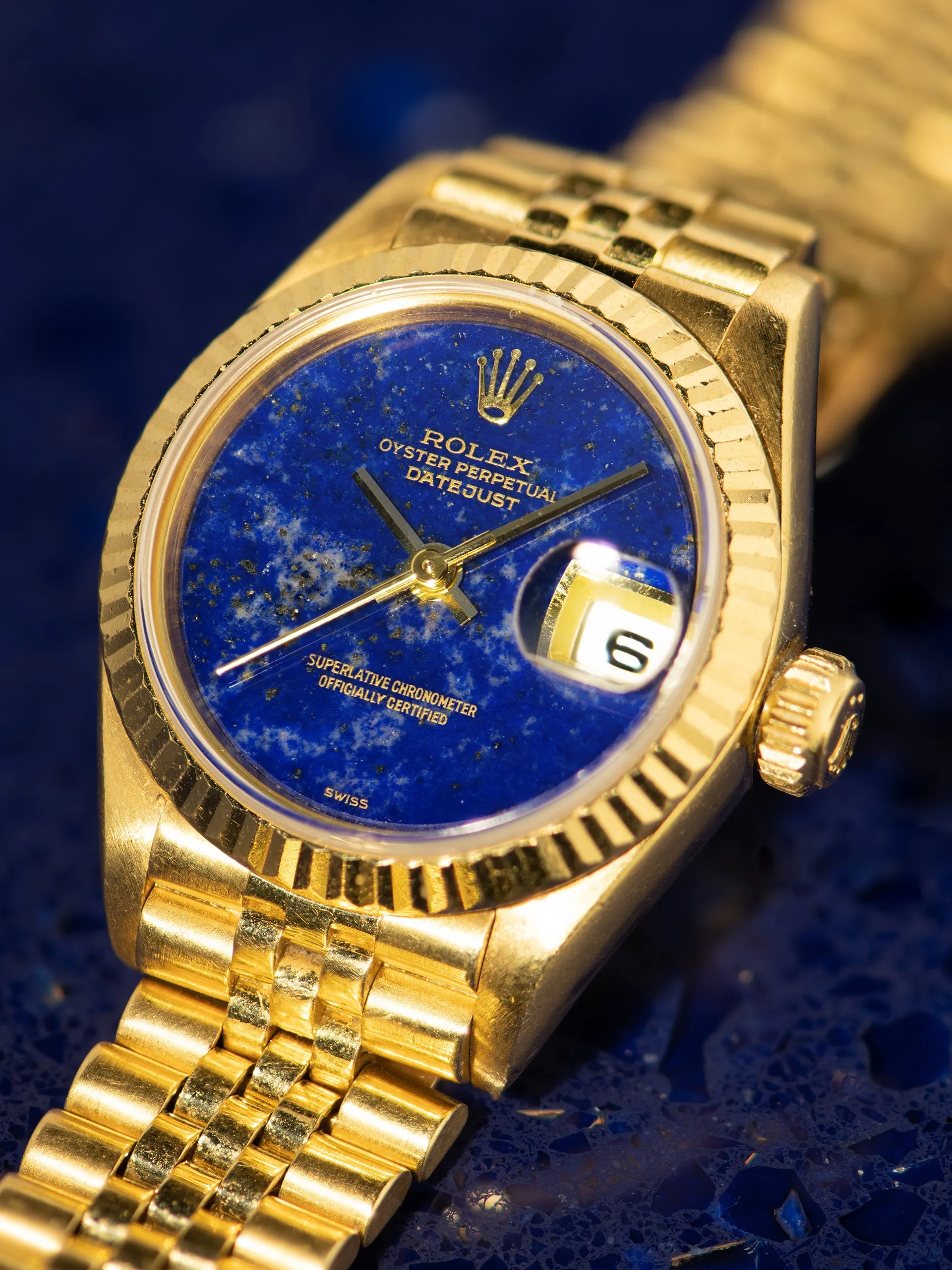 1990 Rolex Ladies Datejust 18K YG (Ref. 69178) Lapis Stone Dial