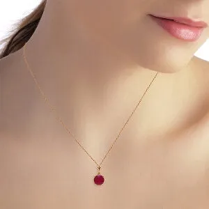 2.25 Carat 14K Solid Rose Gold Single Round Ruby Necklace