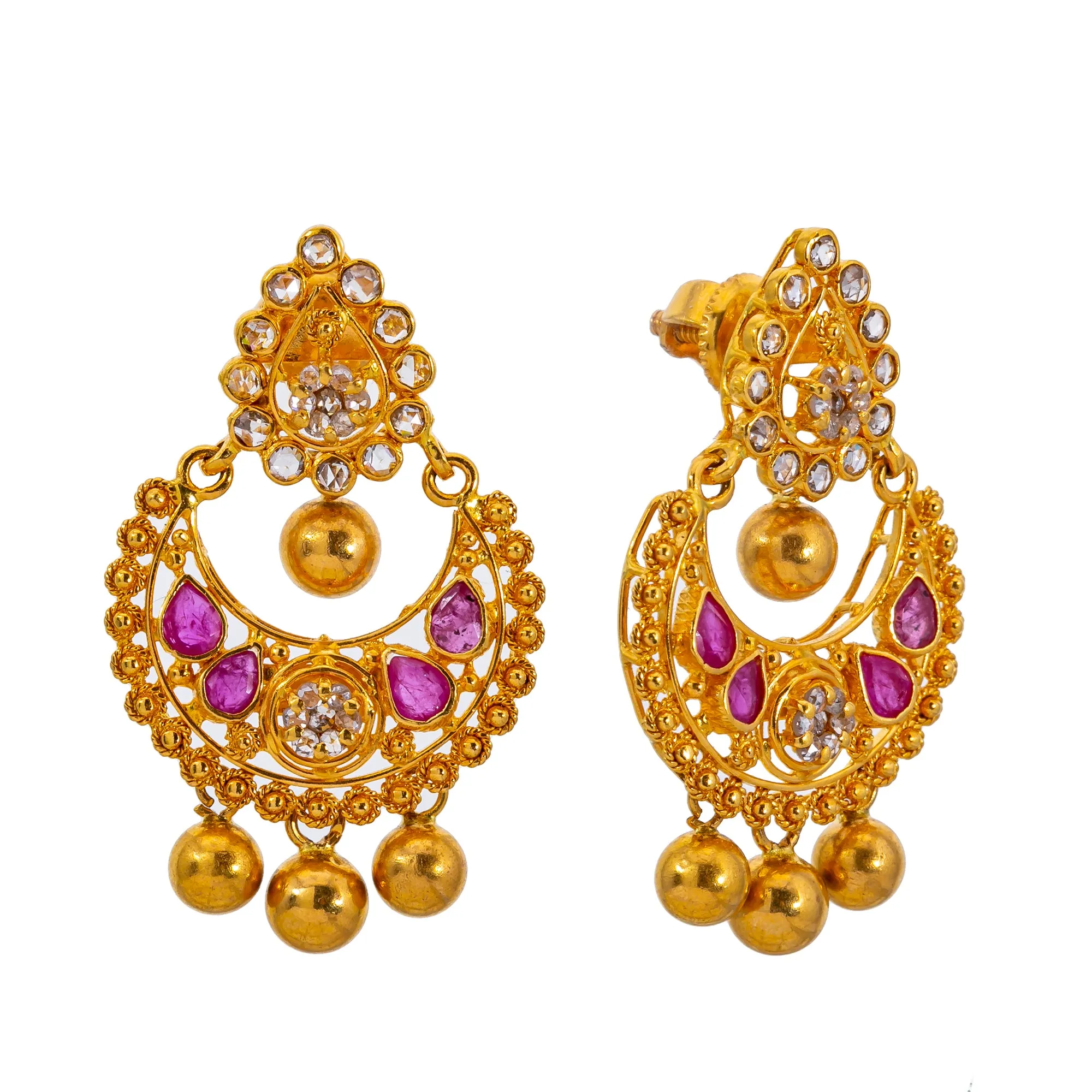 22K Yellow Gold & Uncut Diamond Kasu Jewelry Set (56.2gm)