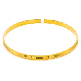 22K Yellow Gold Bangle Kada for Kids W/ Slightly Faceted Frame (14.2gm)