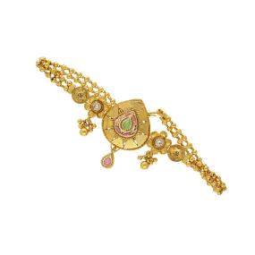 22K Yellow Gold Choker Necklace w/ Ruby & Kundan (22.2gm)