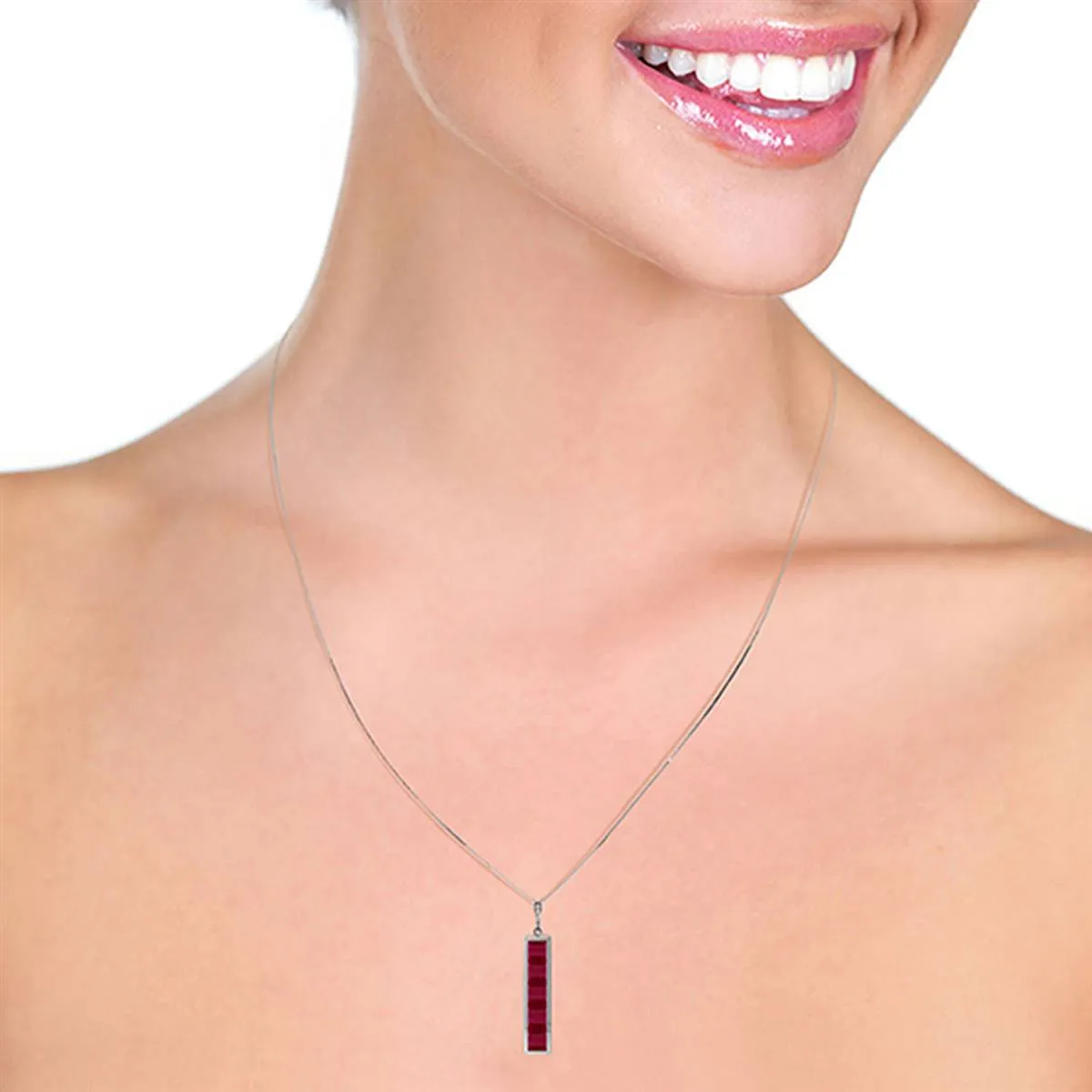 2.5 Carat 14K Solid White Gold Me Before You Ruby Necklace