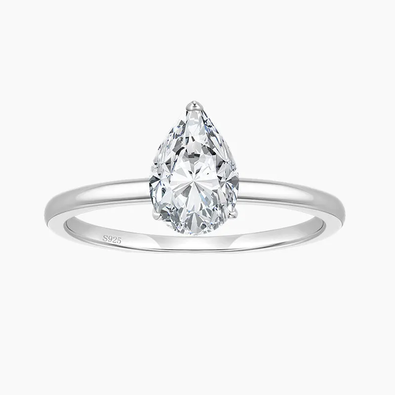 2CT 925 Sterling Silver Teardrop Engagement Rings