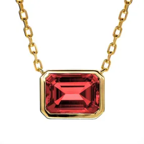 2ct Ruby Emerald Shaped Necklace - 18ct Gold