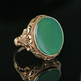 2nd Payment Bold 14K Gold Cabochon Green Chrysoprase Ring