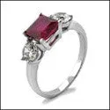 3 Stone Ruby Princess 1 .25 Ct Round Cubic Zirconia Cz Ring