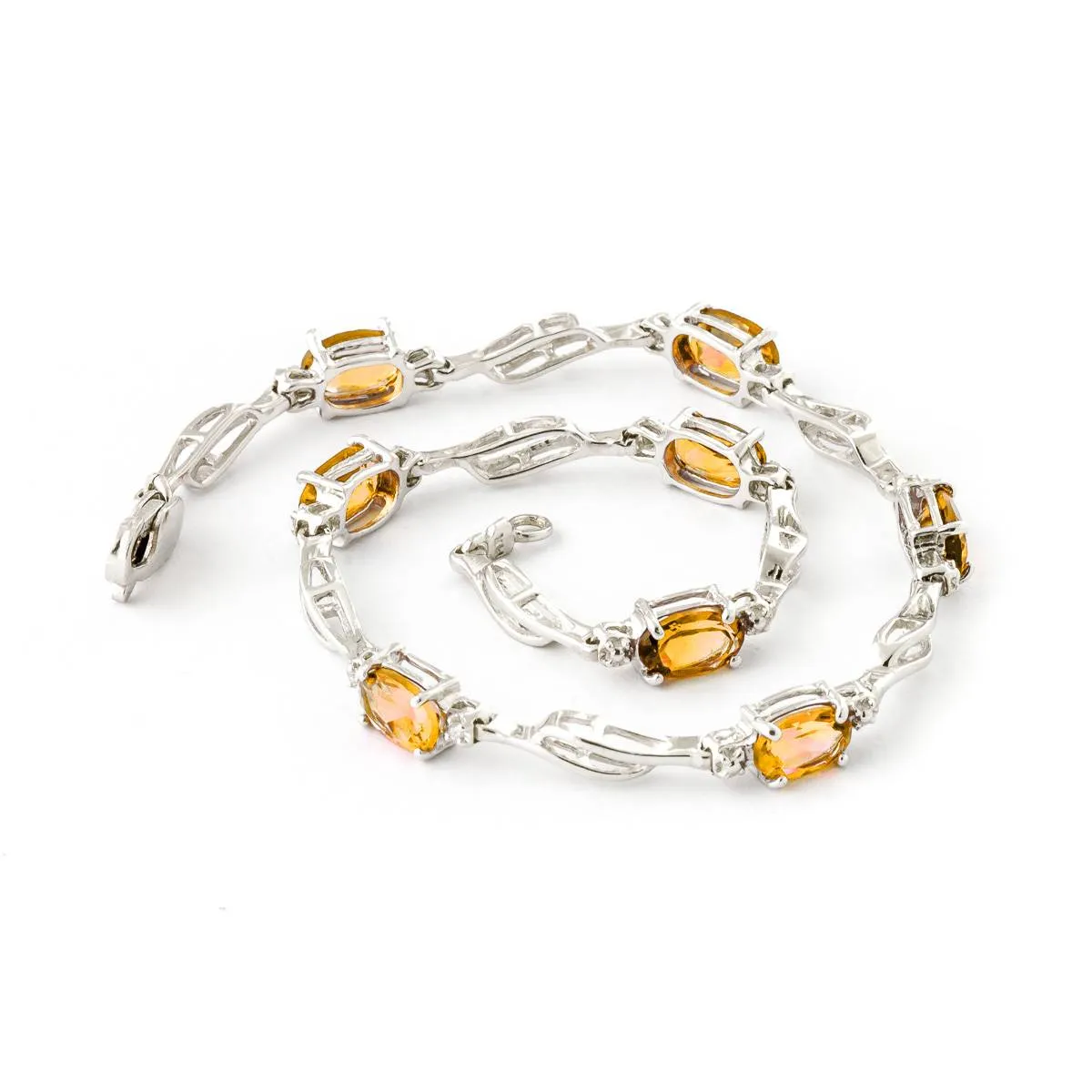 3.39 Carat 14K Solid White Gold Flaunt Your Success Citrine Diamond Bracelet