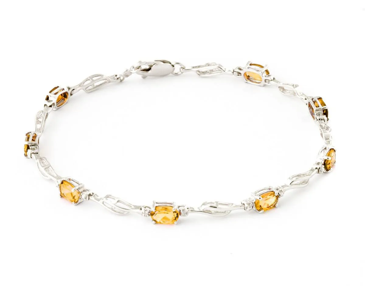 3.39 Carat 14K Solid White Gold Flaunt Your Success Citrine Diamond Bracelet