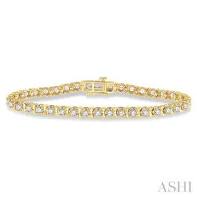 4 ctw Round Cut Diamond Tulip Bracelet in 14K Yellow Gold