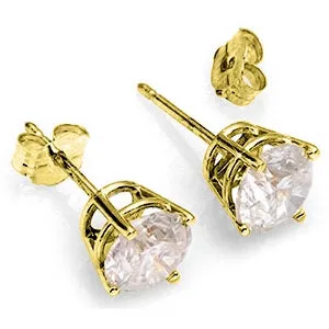 4.5 Carat 14K Solid Yellow Gold Cubic Zirconia Stud Earrings