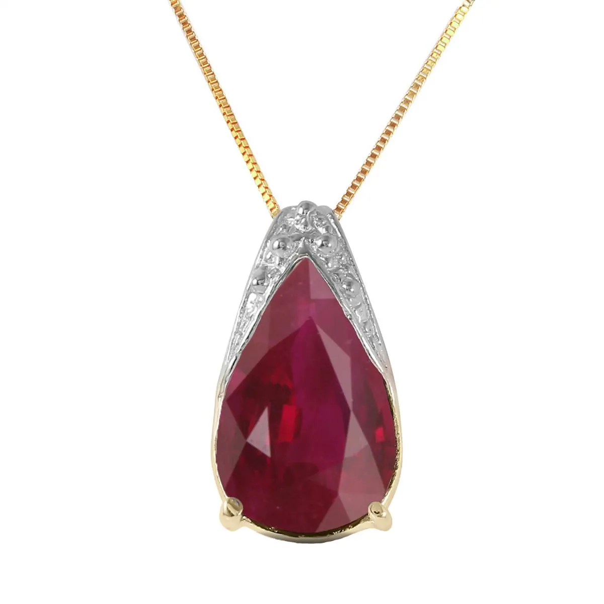 5 Carat 14K Solid Yellow Gold Live And Love Ruby Necklace