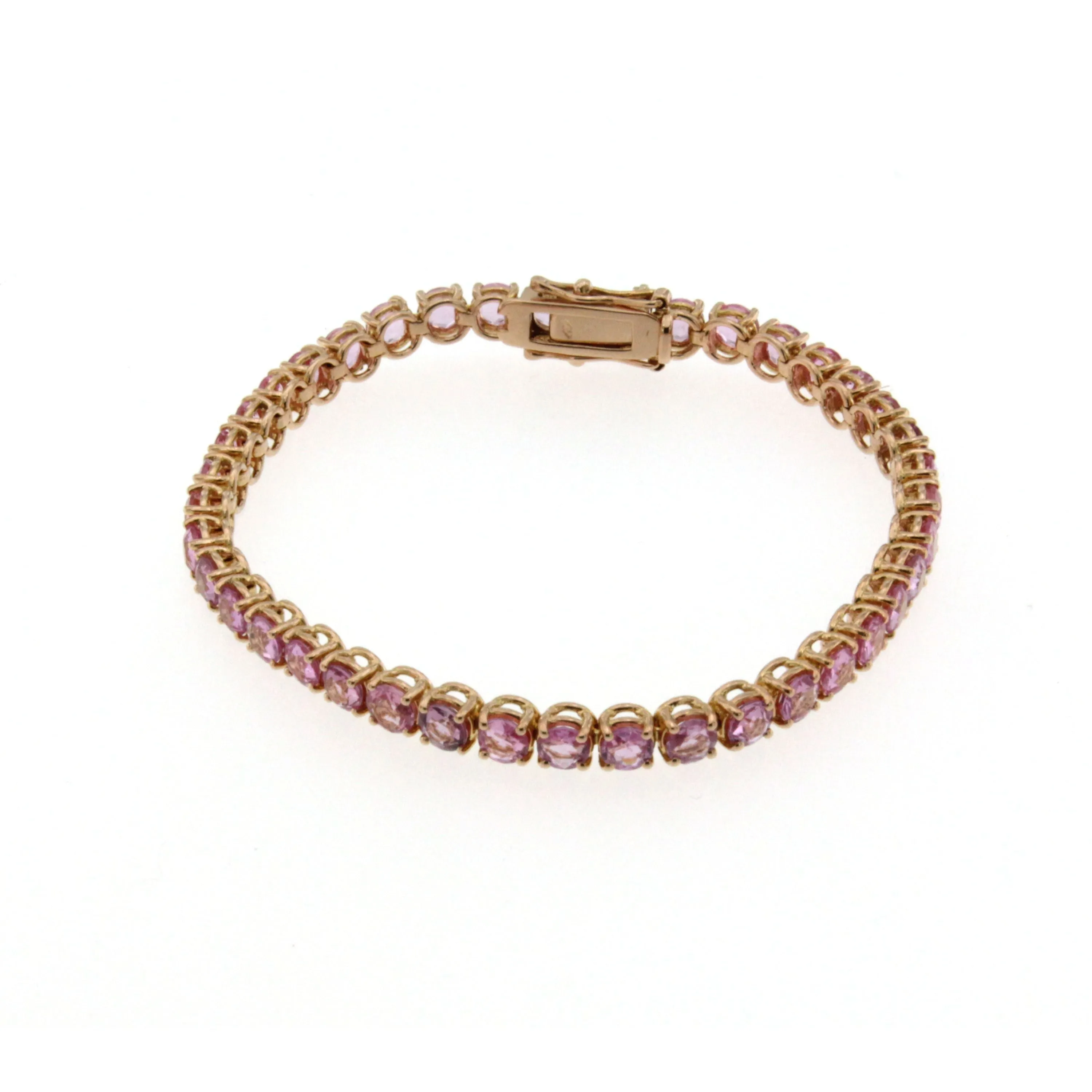 5 Carat Natural Pink Sapphire Rose Gold Tennis Bracelet