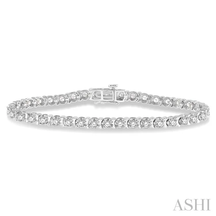 5 ctw Round Cut Diamond Tulip Bracelet in 14K White Gold