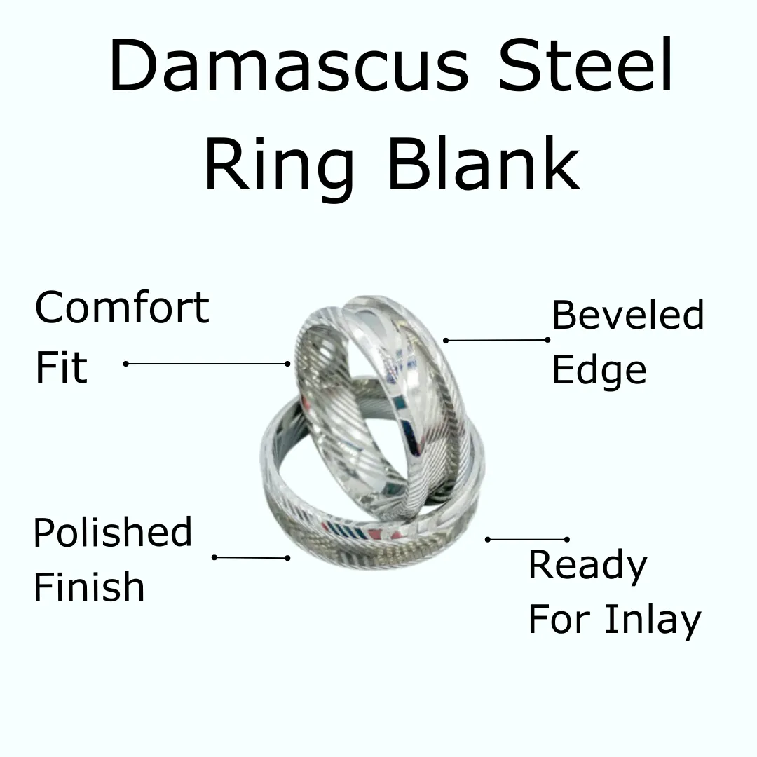 5 Pack - Damascus Steel Ring Blank