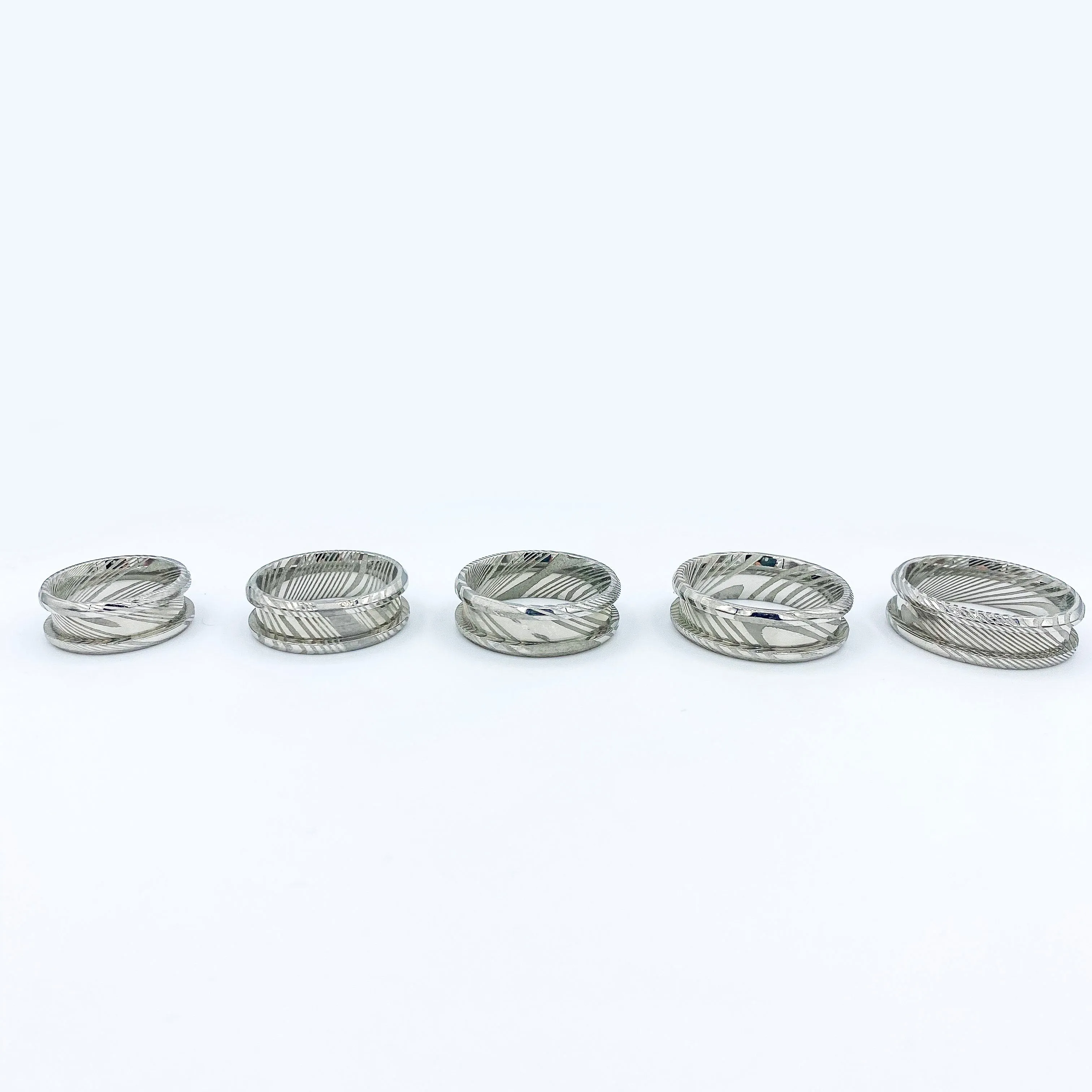 5 Pack - Damascus Steel Ring Blank