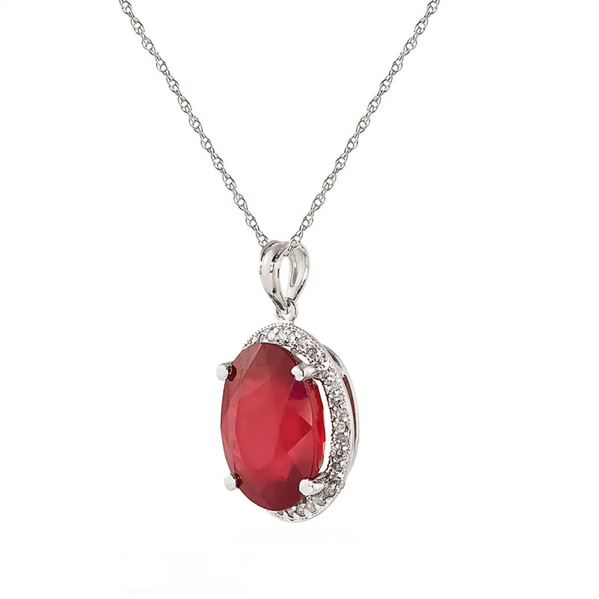 7.93 Carat 14K Solid White Gold Bloom Again Ruby Diamond Necklace