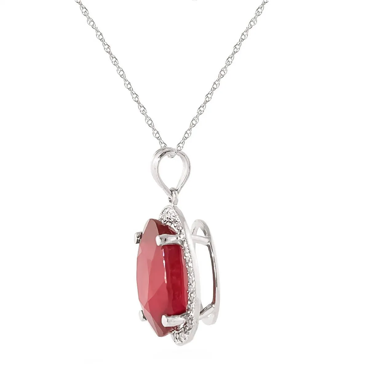 7.93 Carat 14K Solid White Gold Bloom Again Ruby Diamond Necklace