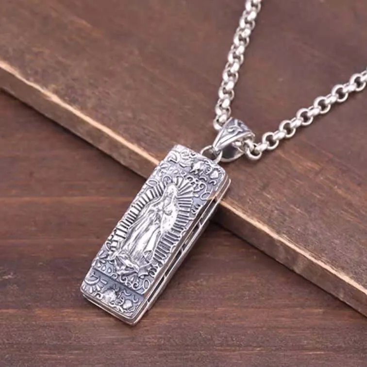 925 Sterling Silver Cross Eye of Horus Virgin Mary Harmonica Necklace