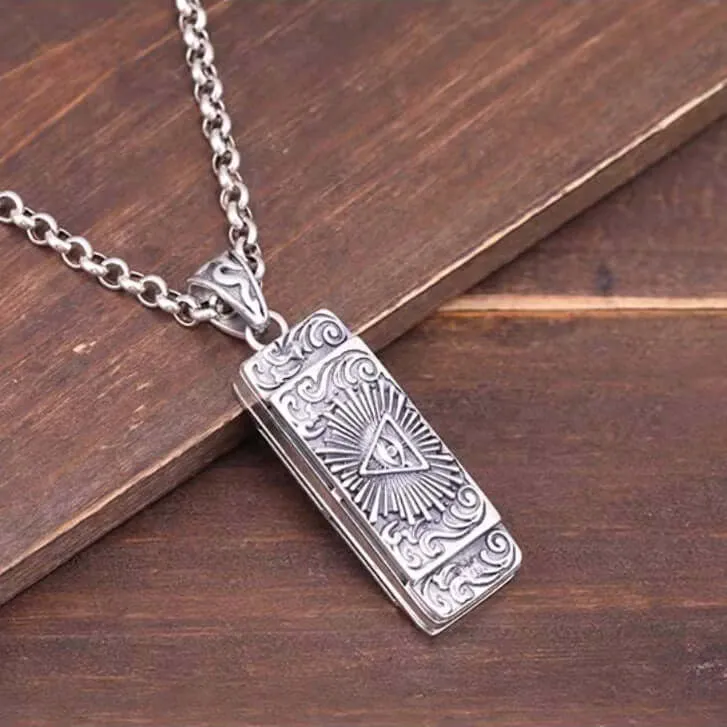 925 Sterling Silver Cross Eye of Horus Virgin Mary Harmonica Necklace