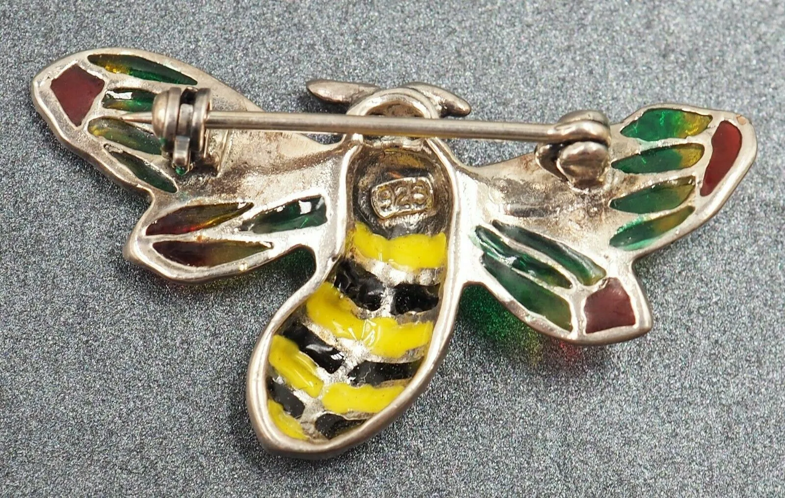 925 Sterling Silver Ruby, Marcasite & Enamel Bumble Bee Brooch