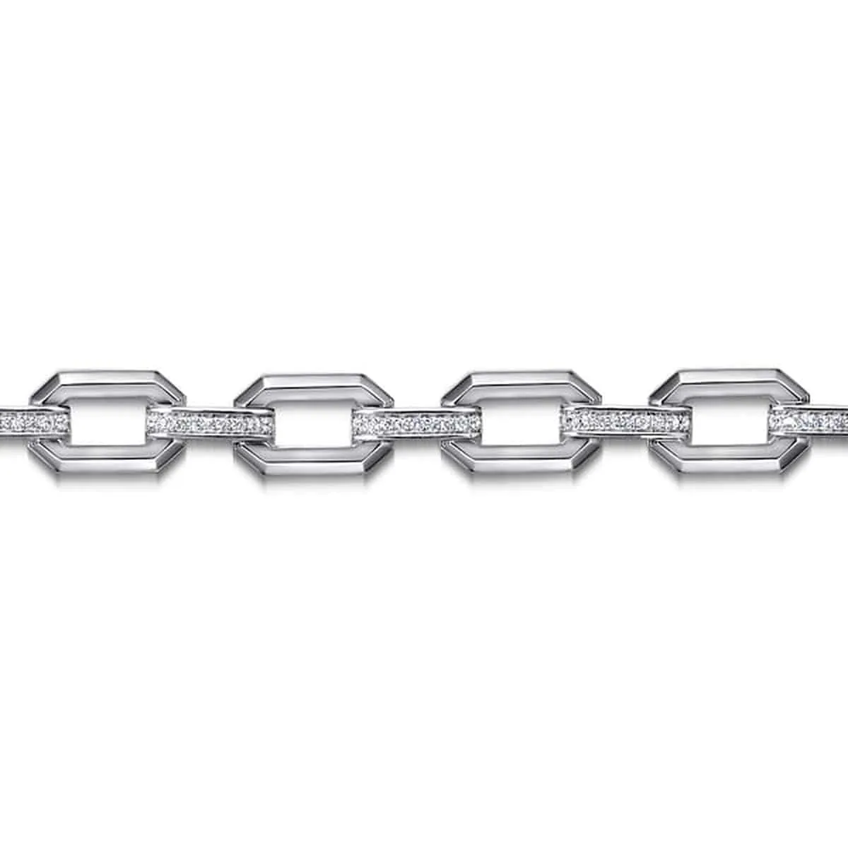 925 Sterling Silver White Sapphire Link Chain Tennis Bracelet