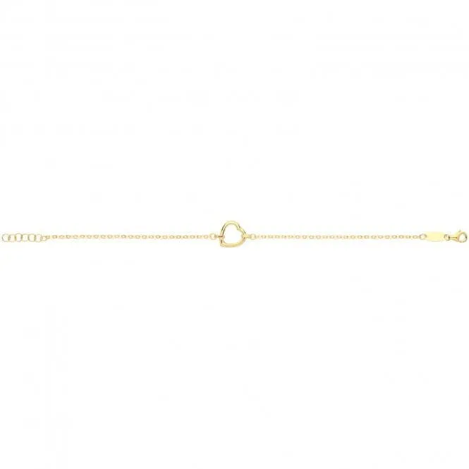 9ct Yellow Gold Minimalist Heart Centre Bracelet NK371B