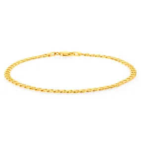 9ct Yellow Solid Gold Curb Bevelled Flat 100 Gauge 21cm Bracelet