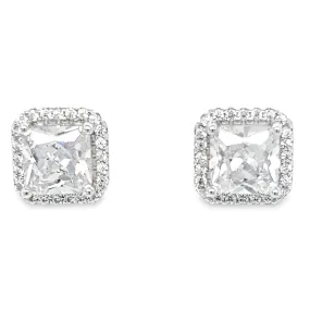 A772 CZ Stone with CZ Post Earrings