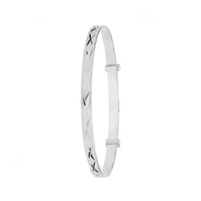 Acotis Silver Babies Expandable Bangle with Round Dia Cut Design G4359