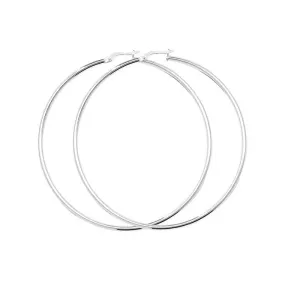 Acotis Silver Hoop Earrings Plain G5283