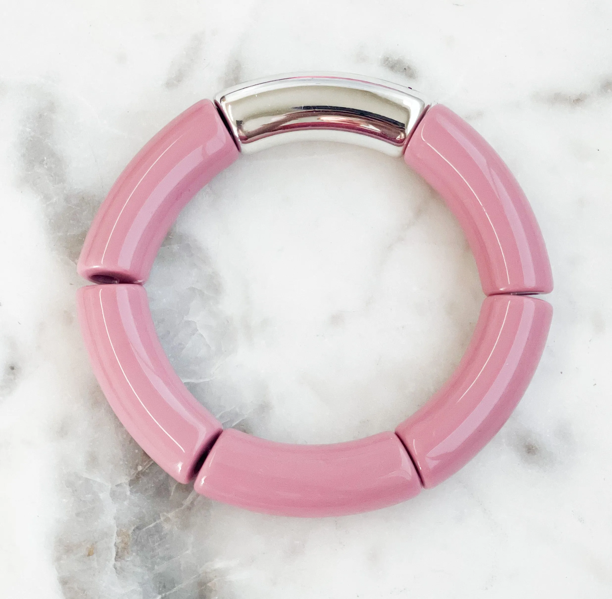 Acrylic Bamboo Bangle Bracelet "Dusty Rose"