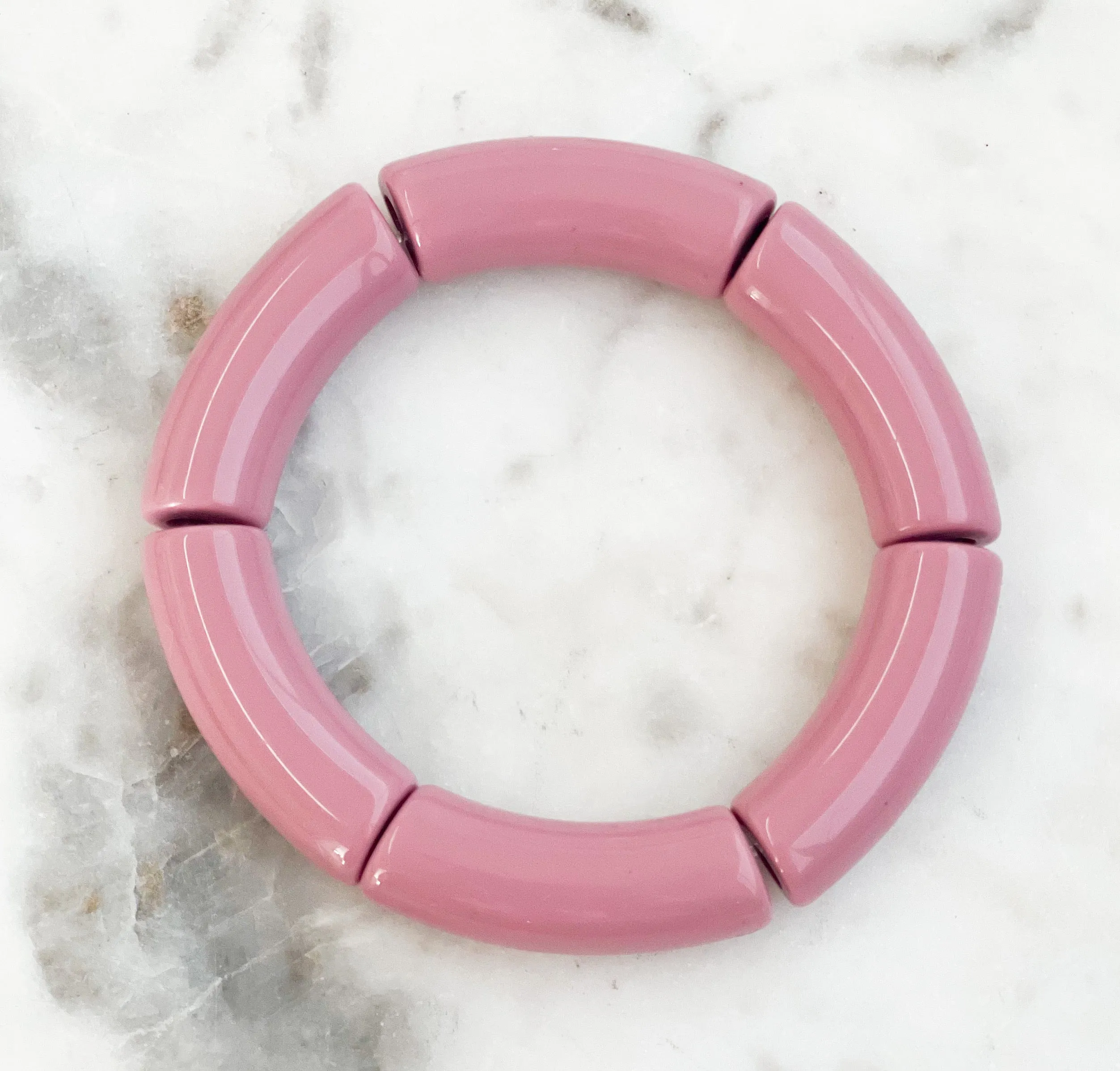 Acrylic Bamboo Bangle Bracelet "Dusty Rose"